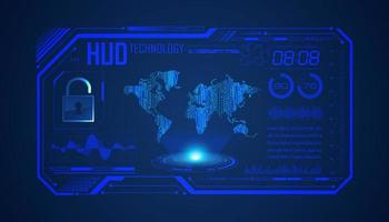 Modern HUD Technology Screen Background with world map vector