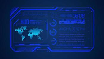 Modern HUD Technology Screen Background with world map vector