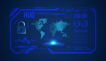 Modern HUD Technology Screen Background with world map vector