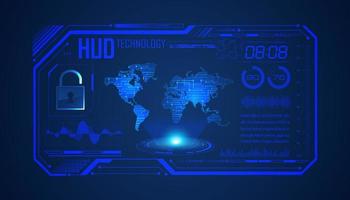 Modern HUD Technology Screen Background with world map vector