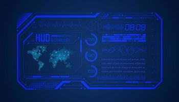 Modern HUD Technology Screen Background with world map vector