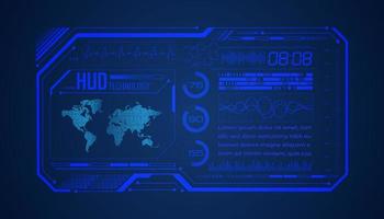 Modern HUD Technology Screen Background with world map vector