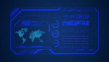 Modern HUD Technology Screen Background with world map vector