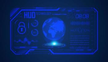 Modern HUD Technology Screen Background with blue globe vector