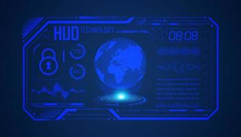 Modern HUD Technology Screen Background with blue globe vector