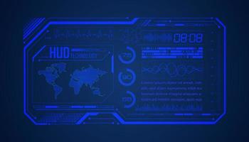 Modern HUD Technology Screen Background with world map vector