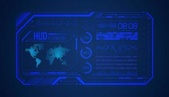 Modern HUD Technology Screen Background with world map vector