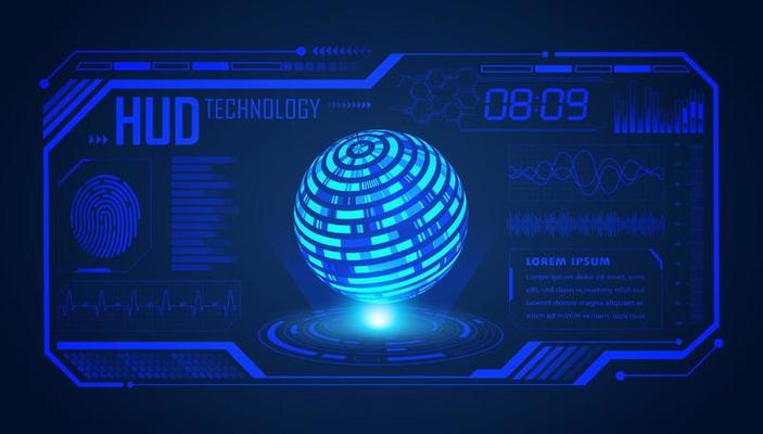 Modern HUD Technology Screen Background with blue globe
