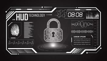 Modern HUD Technology Screen Background with lock vector