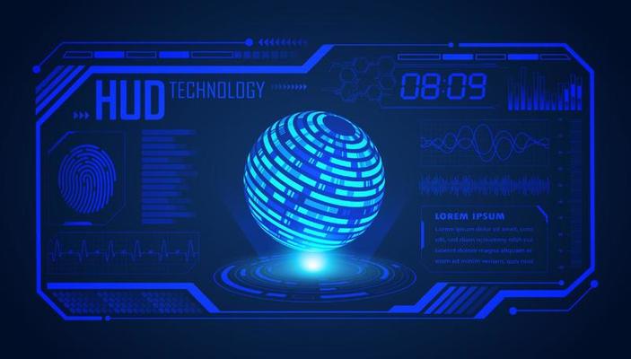 Modern HUD Technology Screen Background with blue globe