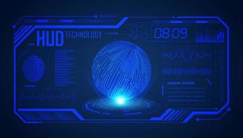 fondo de pantalla de tecnología hud moderna con globo azul vector