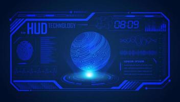 Modern HUD Technology Screen Background with blue globe vector