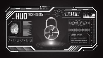 Modern HUD Technology Screen Background with lock vector