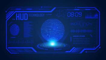 Modern HUD Technology Screen Background with blue globe vector