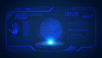 Modern HUD Technology Screen Background with blue globe vector