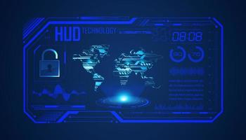 Modern HUD Technology Screen Background with world map vector