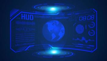 Modern HUD Technology Screen Background with blue globe vector