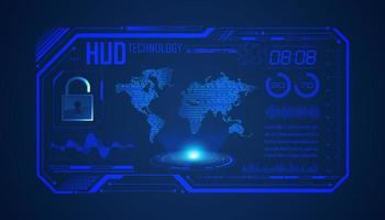 Modern HUD Technology Screen Background with world map vector