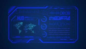 Modern HUD Technology Screen Background with world map vector