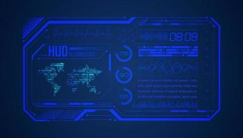 Modern HUD Technology Screen Background with world map vector