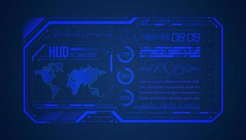 Modern HUD Technology Screen Background with world map vector