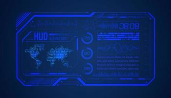 Modern HUD Technology Screen Background with world map vector