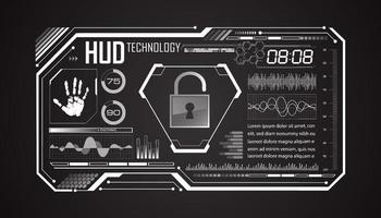 Modern HUD Technology Screen Background with lock vector