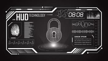 Modern HUD Technology Screen Background with lock vector