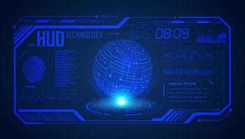 Modern HUD Technology Screen Background with blue globe vector