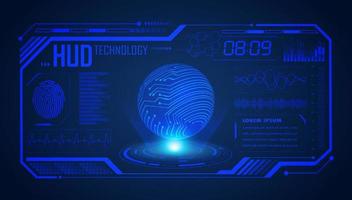 Modern HUD Technology Screen Background with blue globe vector