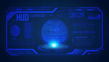 Modern HUD Technology Screen Background with blue globe vector