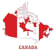 Canada National Flag Map Design, Illustration Of Canada Country Flag Inside The Map vector