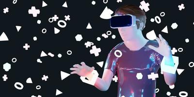 vr glasses Man experiencing virtual reality with device vr headset vr goggles 3d illustration photo