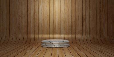 wooden floor marble podium podium retro style 3d illustration photo