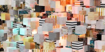 abstract background Square blocks various designs 3D illustrations photo