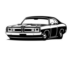 viejo muscle car aislado en la vista de fondo blanco desde el lateral. mejor para logo, placa, emblema, icono. ilustración vectorial disponible en eps 10. vector