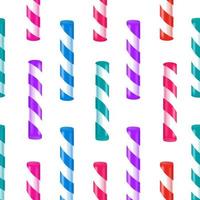 seamless pattern with multicolored striped candy sticks on a white background photo