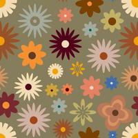 Retro seamless pattern with flowers in 60s style photo