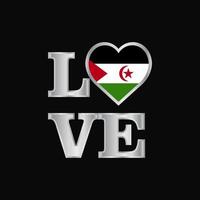 Love typography Western Sahara flag design vector beautiful lettering