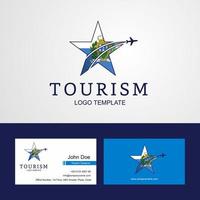 logotipo de estrella creativa de bandera de san marino de viaje y diseño de tarjeta de visita vector