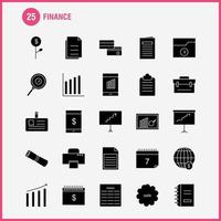 financiar iconos de glifos sólidos establecidos para infografías kit de uxui móvil y diseño de impresión incluyen gráfico tasa de negocios archivos de gráficos documentos carpetas colección de texto logotipo y pictograma de infografía moderna vector