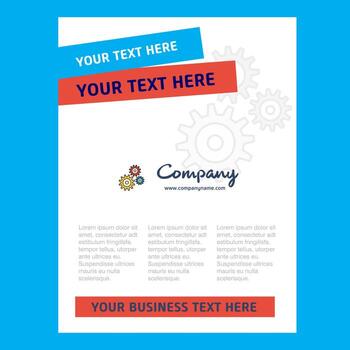 Gear setting Title Page Design for Company profile annual report presentations leaflet Brochure Vector Background