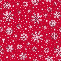 White snowflakes on red background Christmas seamless pattern. vector