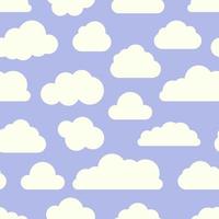 Seamless vector pattern with white clouds on soft blue background. Vector sky print for fabric cover background