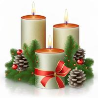 3d christmas candles on isolated white background. Holiday, celebration, december, merry christmas photo