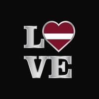 amor tipografía letonia bandera diseño vector hermosa letras