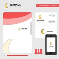 Crescent Business Logo File Cover Visiting Card and Mobile App Design Vector Illustration