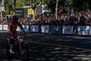 GUADALAJARA, MEXICO - OCTOBER 25 2022 Showrun Aaron Colton, Didier Goirand and ivan Ramirez riding motorcycles photo