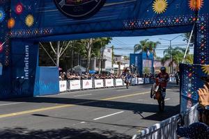 GUADALAJARA, MEXICO - OCTOBER 25 2022 Showrun Aaron Colton, Didier Goirand and ivan Ramirez riding motorcycles photo