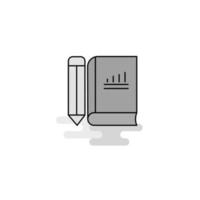 Book and pencil Web Icon Flat Line Filled Gray Icon Vector